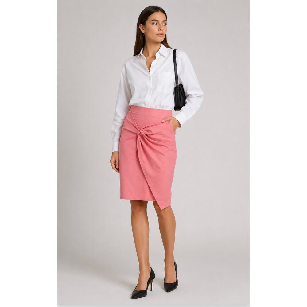 Iris Pink Twist Front Pencil Skirt Women’s Small Corpcore Preppy Minimalist
